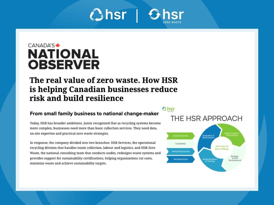 HSR Zero Waste Featured in Canada National Observer: Zero Waste Leadership and Impact